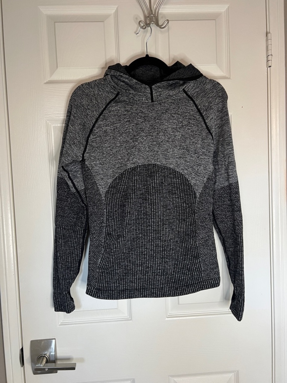 Fabletics moisture wicking athletic Heather Gray & Black Hoodie